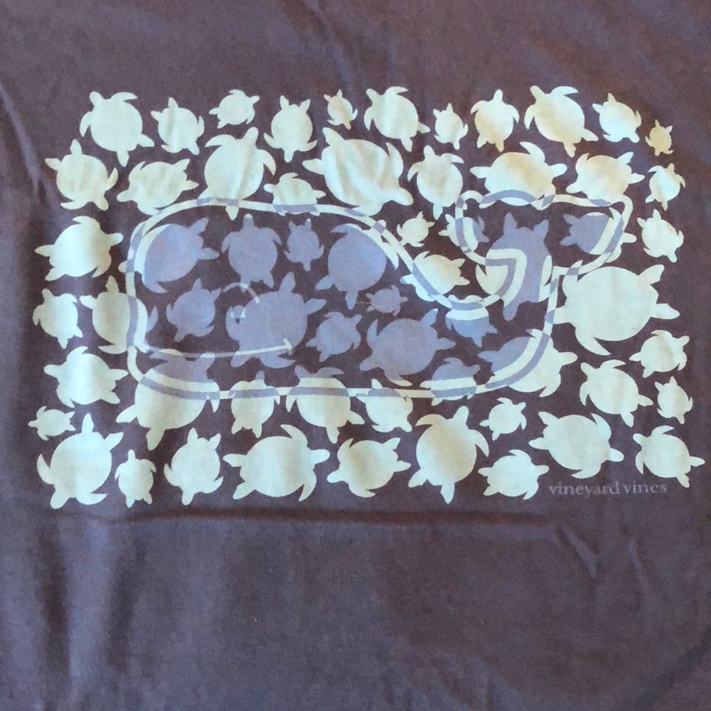 Vineyard Vines Blue Long Sleeve Tee with Turtle Print